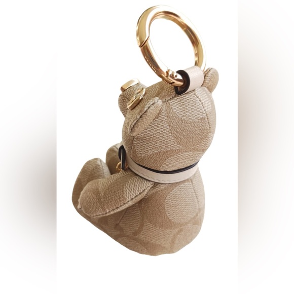 Coach CI102 Beige Signature C Coated Canvas Bear  Bag Charm/Key Chain COLLECTOR - Picture 4 of 8